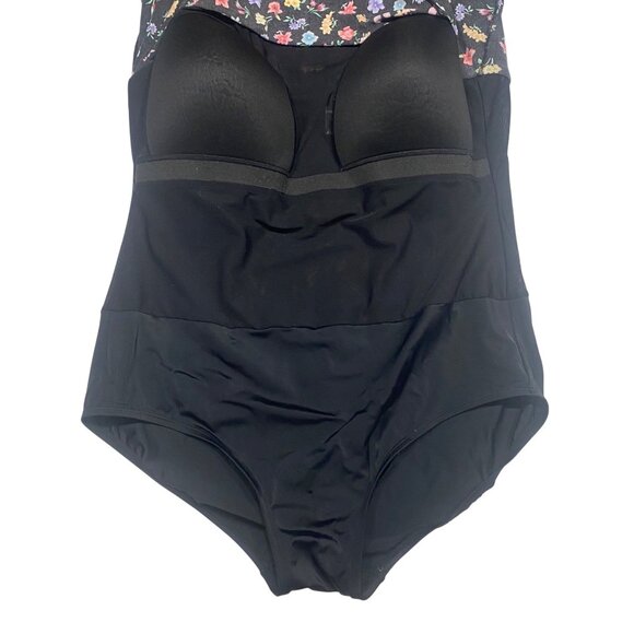 St. Johns Bay Black Floral Tankini Swim Suit Size 24W One Piece‎ Plus Size Skirt - Picture 4 of 12